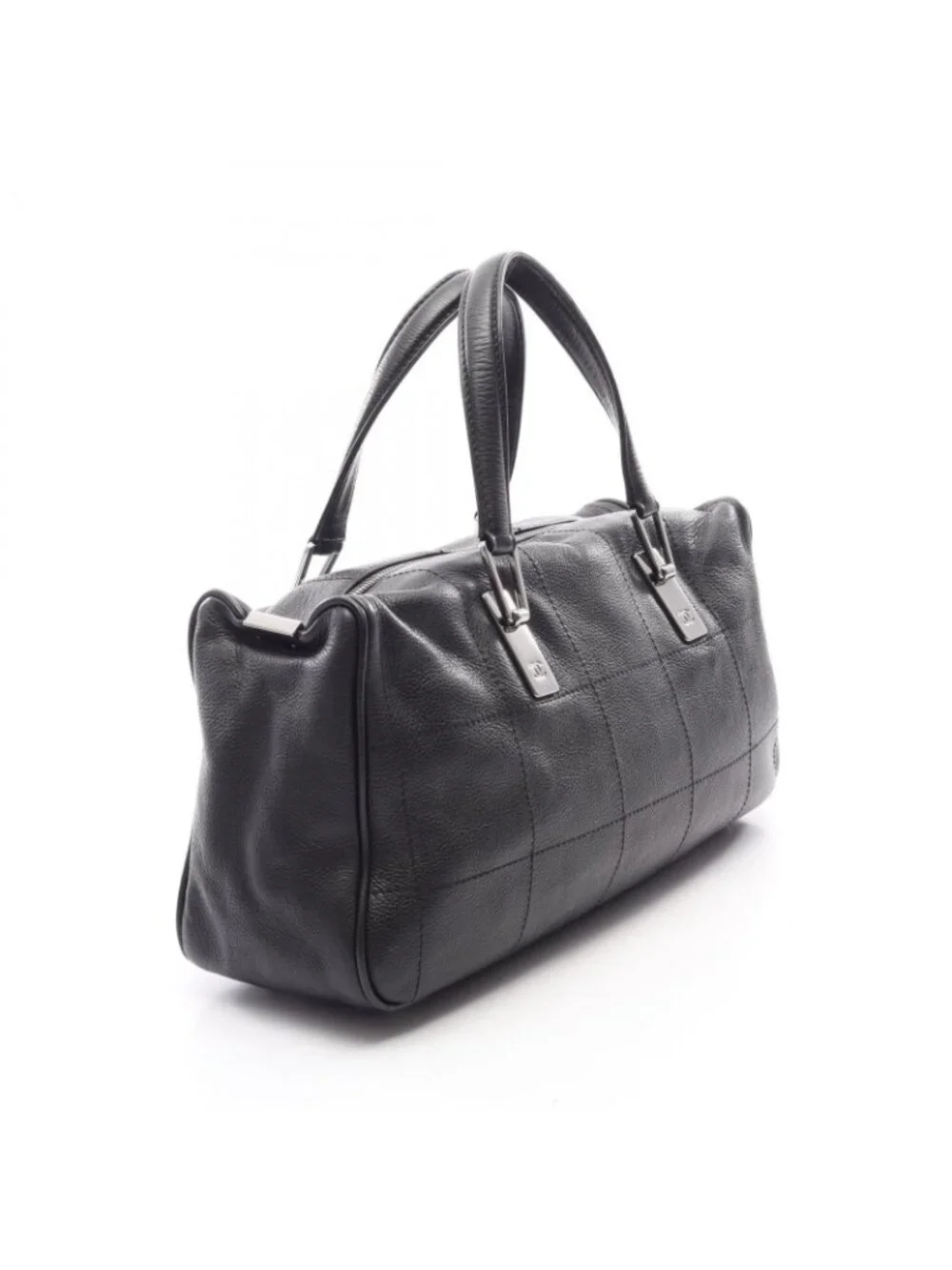 Chanel Chocolate Bar Black Caviar Leather Boston